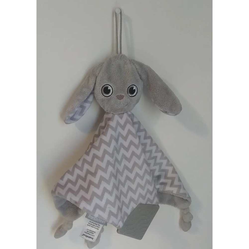 Lovey Security Blanket Sooth Teether Bunny Rabbit BooginHead Gray White READ‎